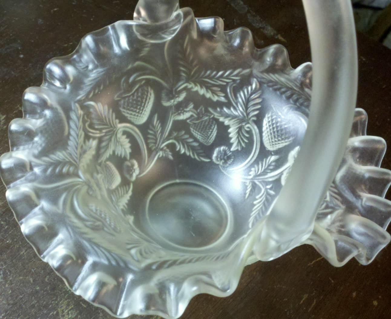 Fenton satin glass basket strawberries frosted by NiftyBauble