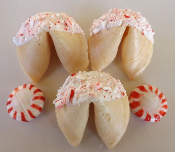 25 Holiday Fortune Cookies, Candy Cane, Christmas, Holiday Parties, Xmas, New Year, Edibles, Christmas Party, Cookies, Cookie Exchange