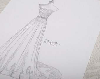 Popular items for bridal gown drawing on Etsy