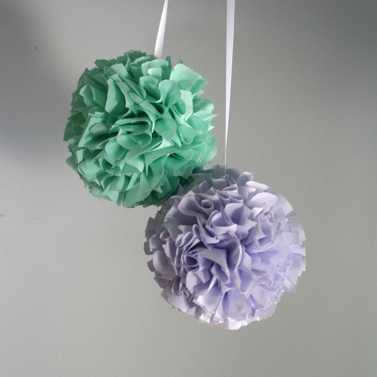 Hanging Fabric Pom Poms Nursery Mobile Nursery by MarigoldPoms