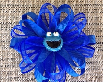 Cookie monster inspired hairclip or headband