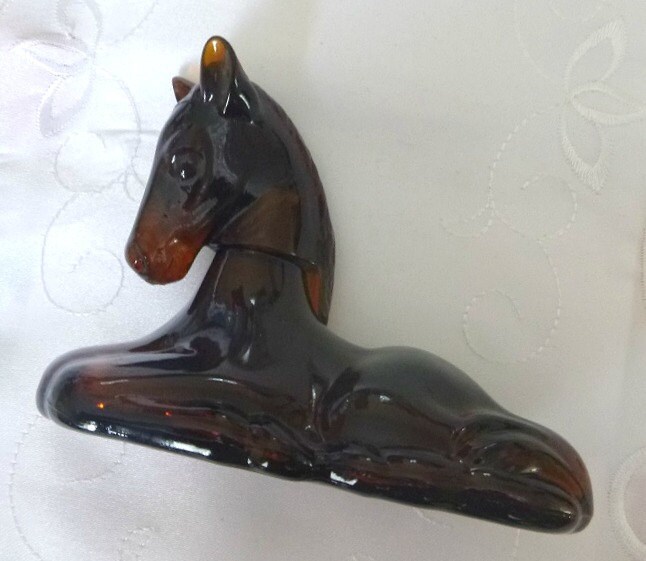 70s Avon Horse Perfume Bottle Vintage Amber Glass Gentle Foal