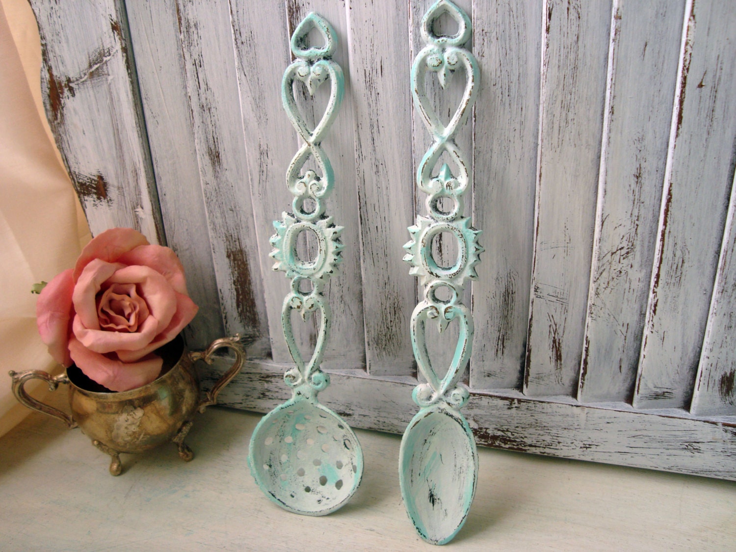 Pastel Green Cast Iron Utensil Wall Hangings Mint Green