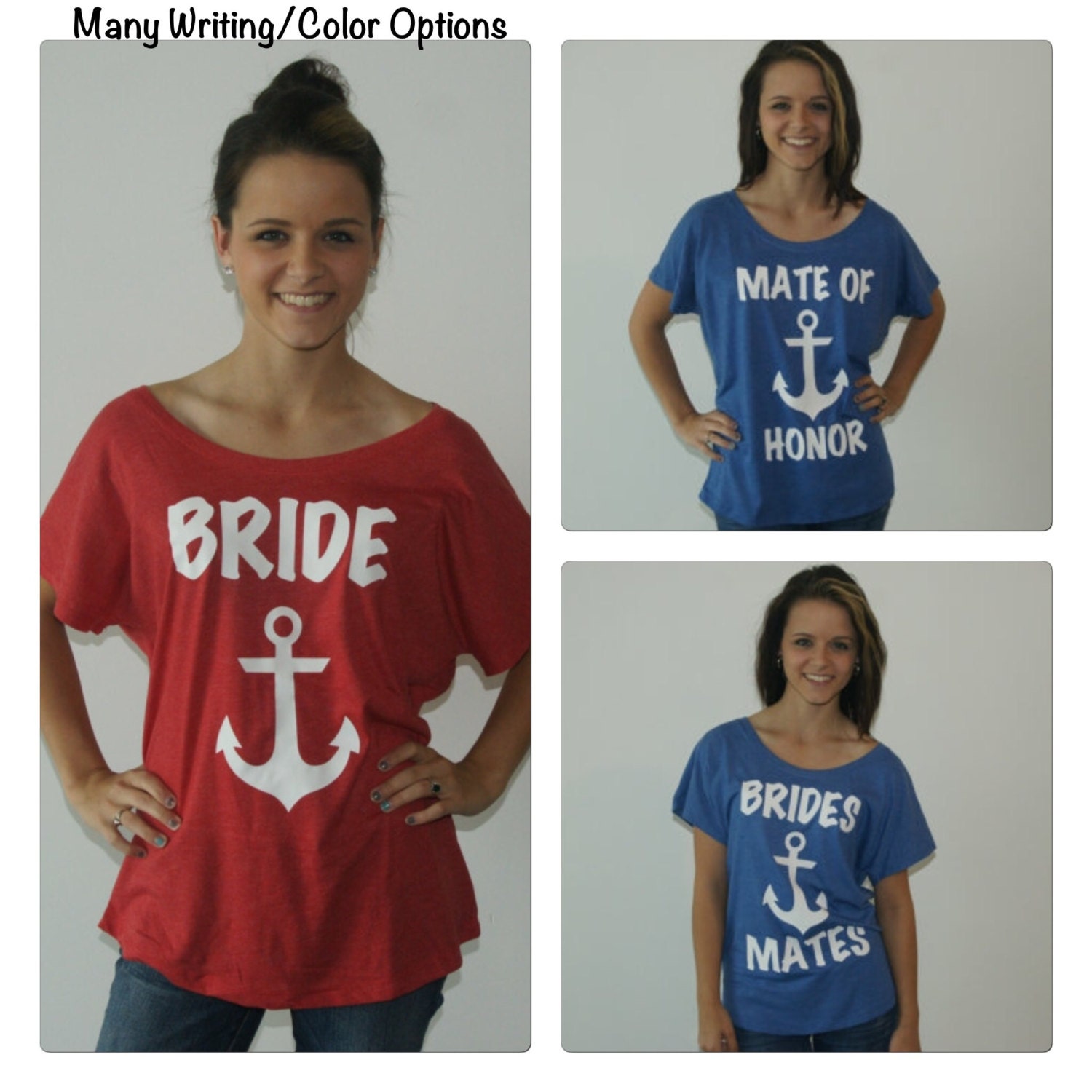 Wedding Bridesmaid Shirts 5 anchor bridesmaid flowy tee shirts brides