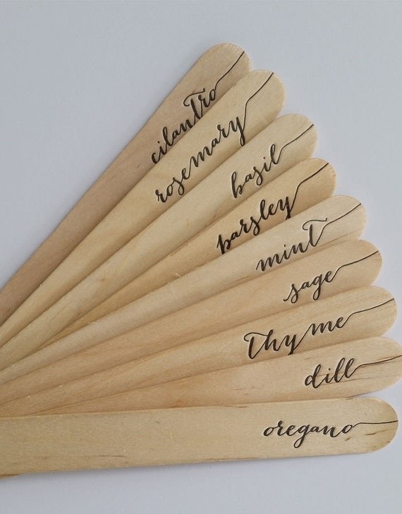 herb garden markers - printed on antique letterpress - pack of 9 - rustic - gardener gift - calligraphy - country - hand printed - spring