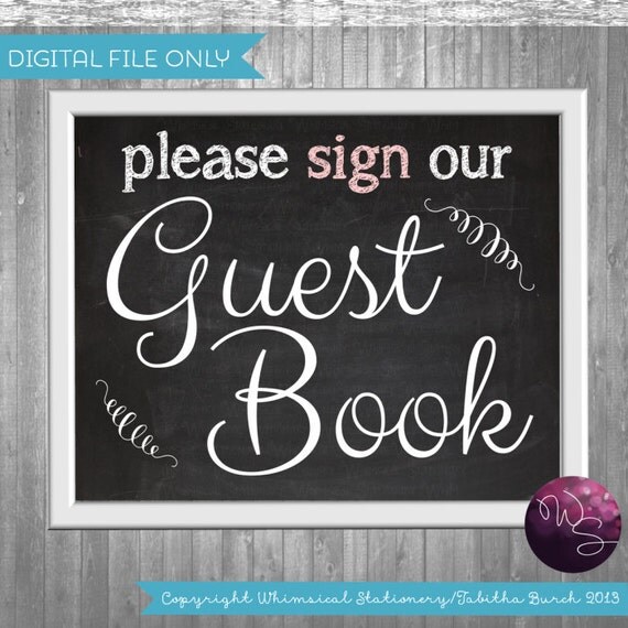 Wedding Guest Book Sign Printable File Only by WhimsicalStationery