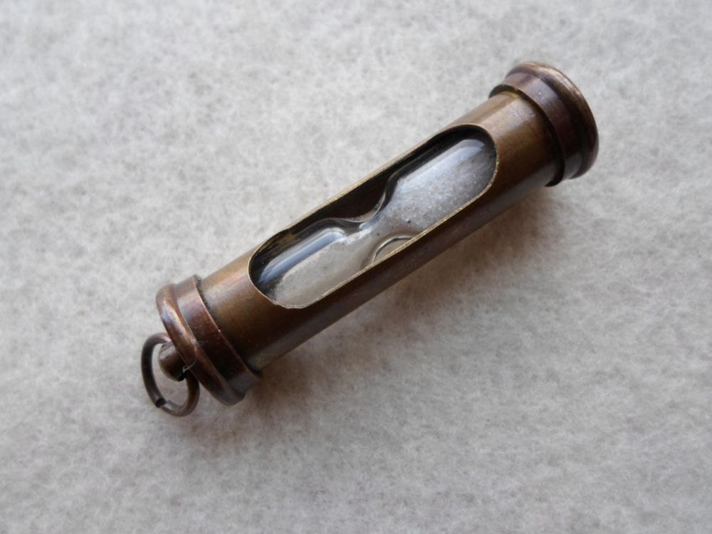 Antique Finish Brass Hourglass Sand Timer -  Nautical Maritime - Pendant / Keychain