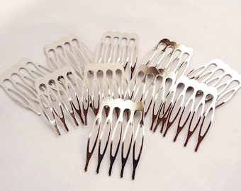 Silver Hair Combs, 10 or 25, Metal Hair Combs, Antique Silver, Hair Accessories, Silver Combs, Bridal Supplies, Silver Hair Slide, UK Seller