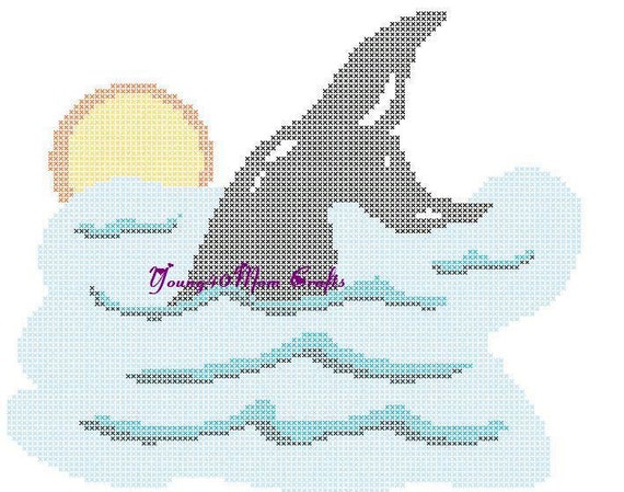 Whale Tail Counted Cross Stitch pattern only