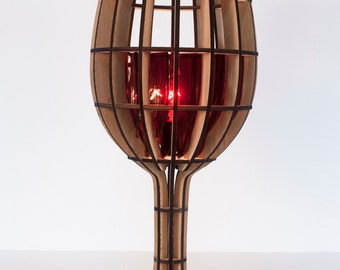 Laser Cut Oak Wine Glass Lamp