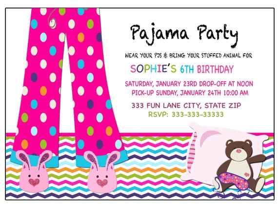 Sleepover invitation Pajama party invitation Sleepover