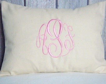 Lumbar Pillow, Pillow Cover, Natural Pillow, Monogrammed Pillow, Chevron Pillow, Pillows, Accent Pillow, Nursery Pillow, Wedding Pillow