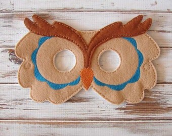 Owl Mask, Blue, Kids, Felt Mask, Dress Up, Halloween Costume