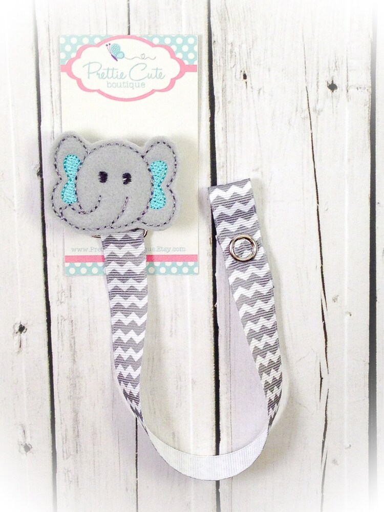 Cute Elephant Pacifier Clip Holder Baby by PrettieCuteBoutique