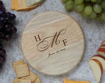 Design's Personalized Wedding Cutting Board with Couple's Monogram Design Options and Font Selection (Each - 7" Diameter)