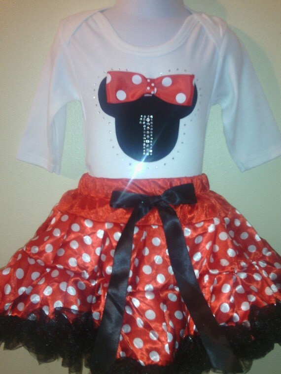 Baby Minnie Mouse dress birthday number Red 2pcTutuset 1T,2T,3T