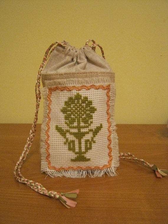 Mini Embroidered Linen Bag