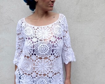 pattern dress crochet plus size Plus Beach, Tunic Dress, Bohemian Up Size Crochet Cover Tunic, Crochet