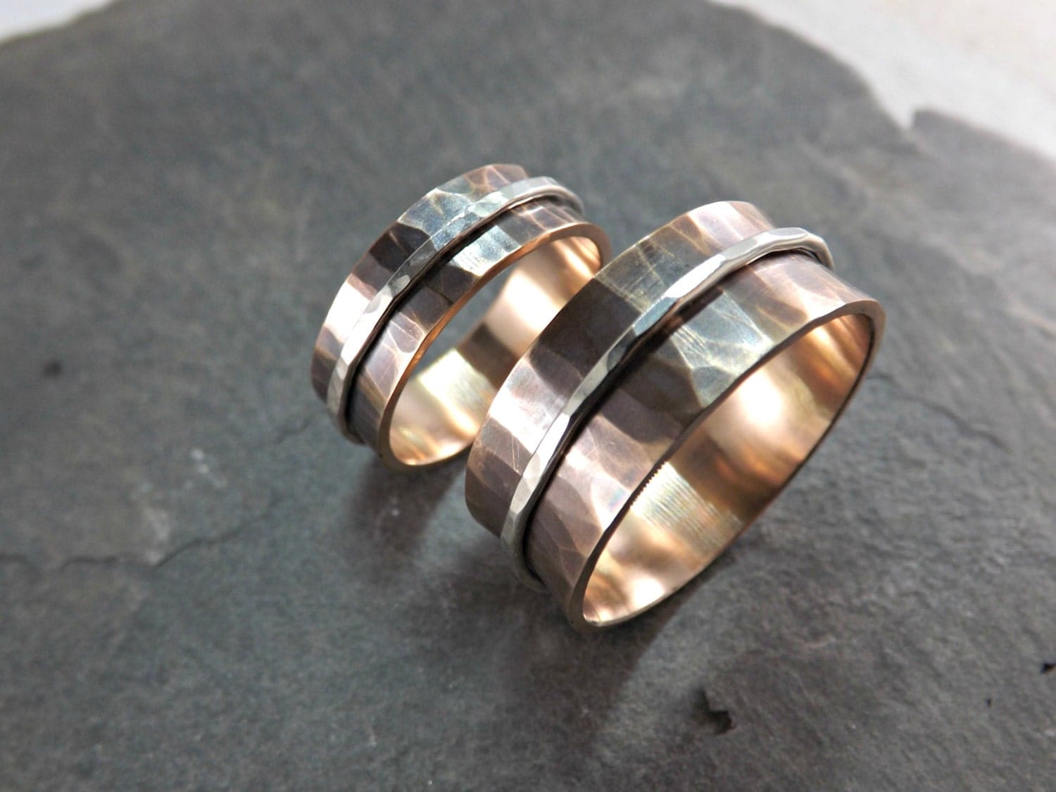 bronze silver rings matching bronze ring set two bronze