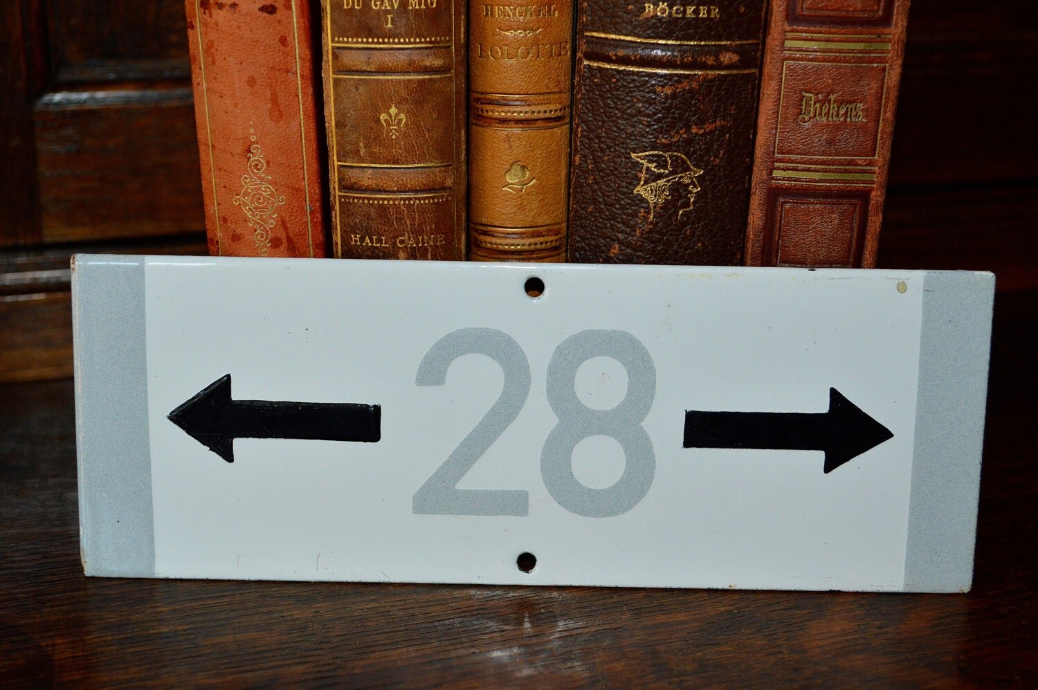 Antique French Enamel Gray Number 28 Sign House Plaque Vintage Supplies ...