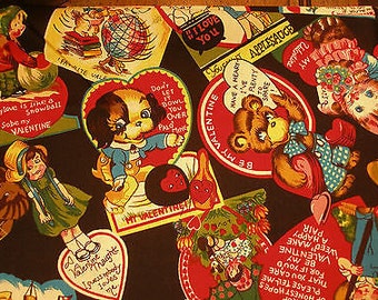 Closing Sale BTHY Timeless Treasures Lovenotes VERY RARE Valentine Retro Vintage Oop Vhtf By the Half Yard