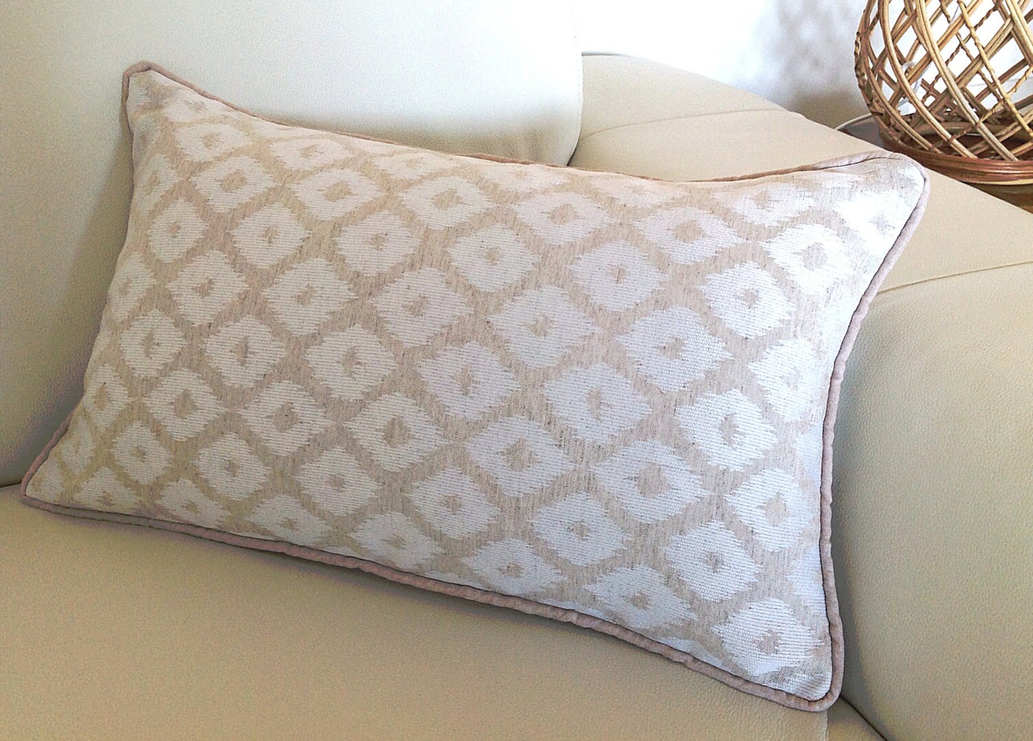 Lumbar Pillow Natural Beige and Ivory Scatter Cushions.