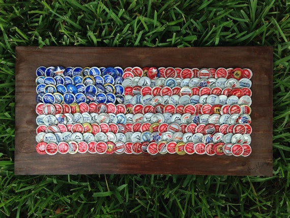 Beer/Bottle Cap American Flag 24 x 12 Signed by KaysCapArt