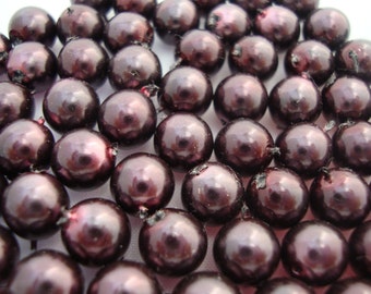 30 pcs 8mm Czech glass pearls - dark burgundy