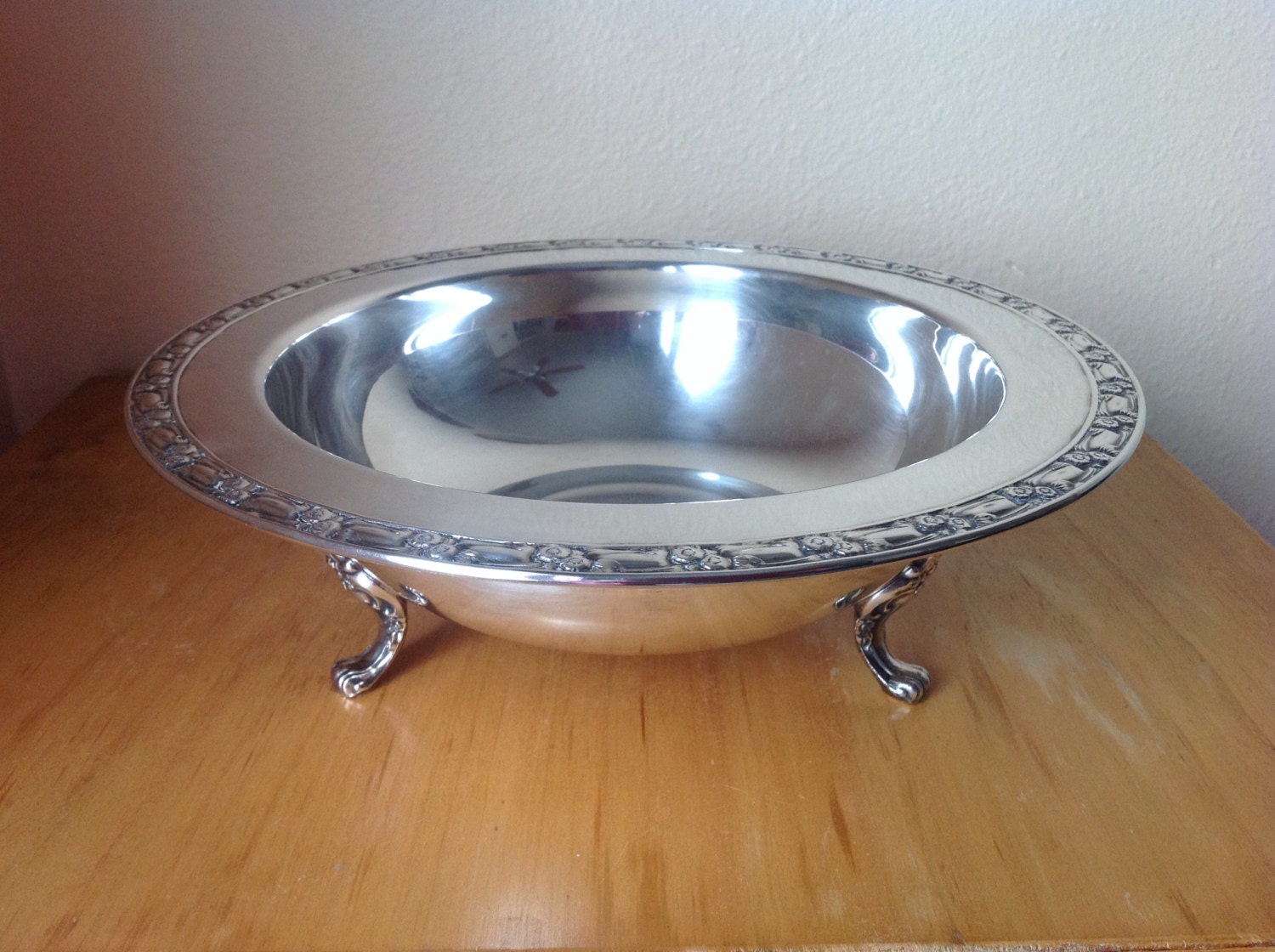 Three footed Silver Serving Bowl from Oneida