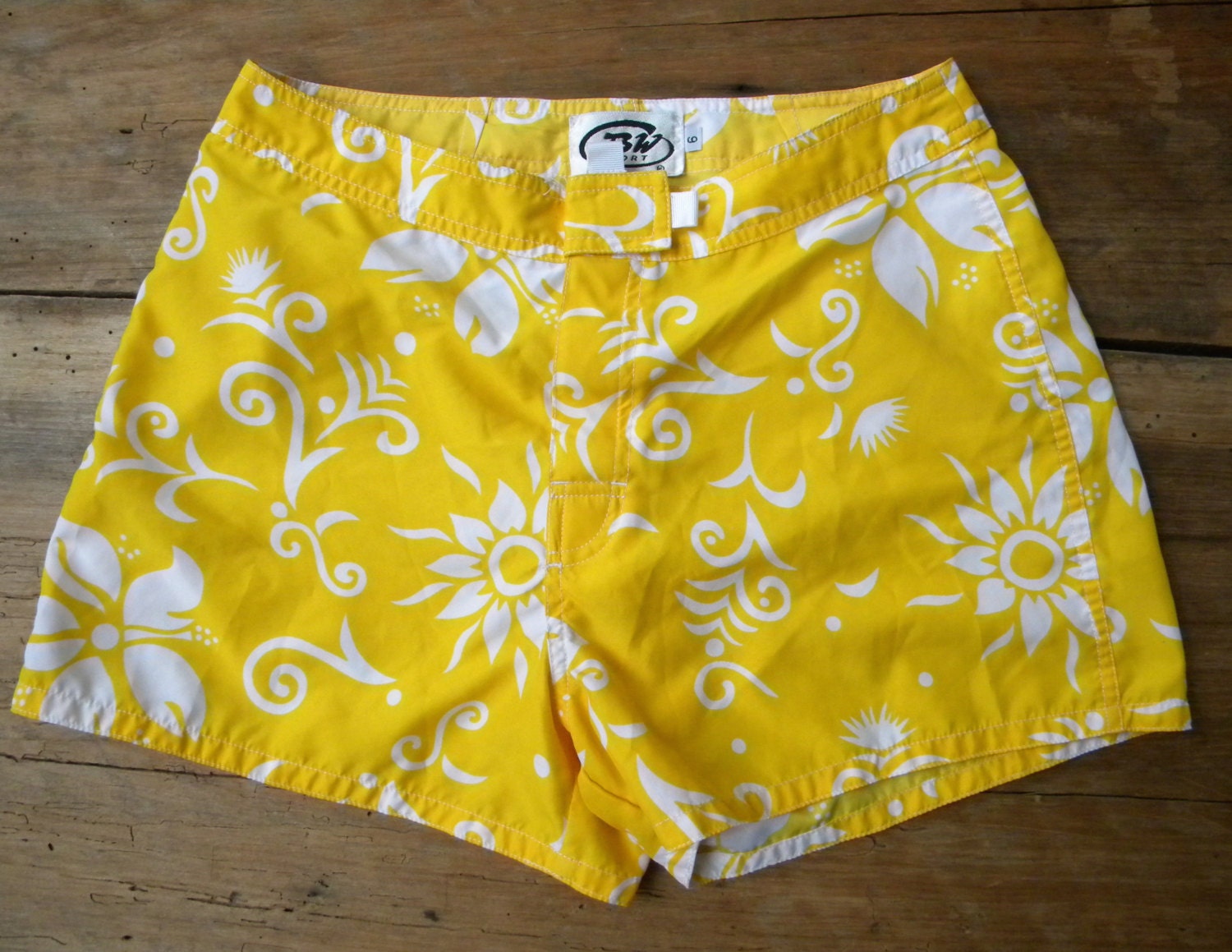 bright yellow swim shorts