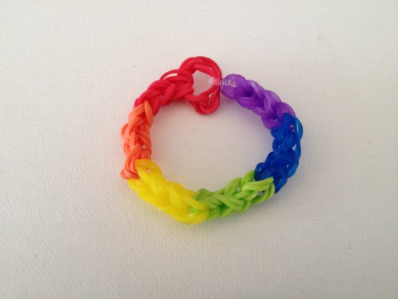 Items similar to Rainbow Loom Bracelet Rainbow Design Gay Pride Rubber ...