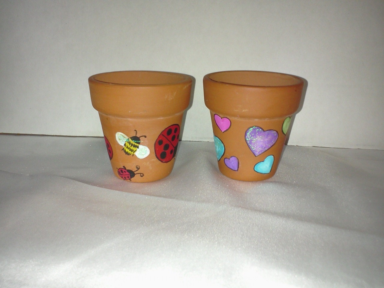 Hand Painted Terracotta Pots Lady Bugs by NaturesUniqueBotique