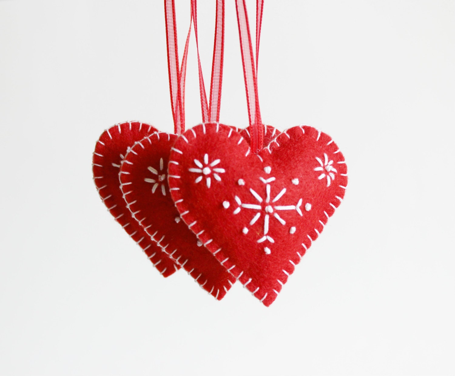 Red Felt Heart Christmas Ornament Red Heart by LorenzaPari on Etsy