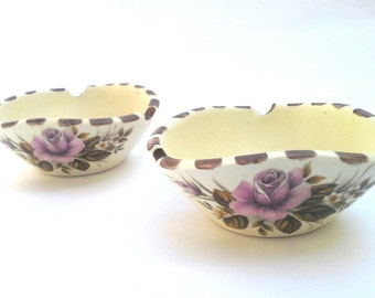 White ceramic, Vintage ceramic ashtray, Ceramic ash tray, Vintage ceramic ash tray, Vintage ceramic, Rose Ceramic ashtray, home decor