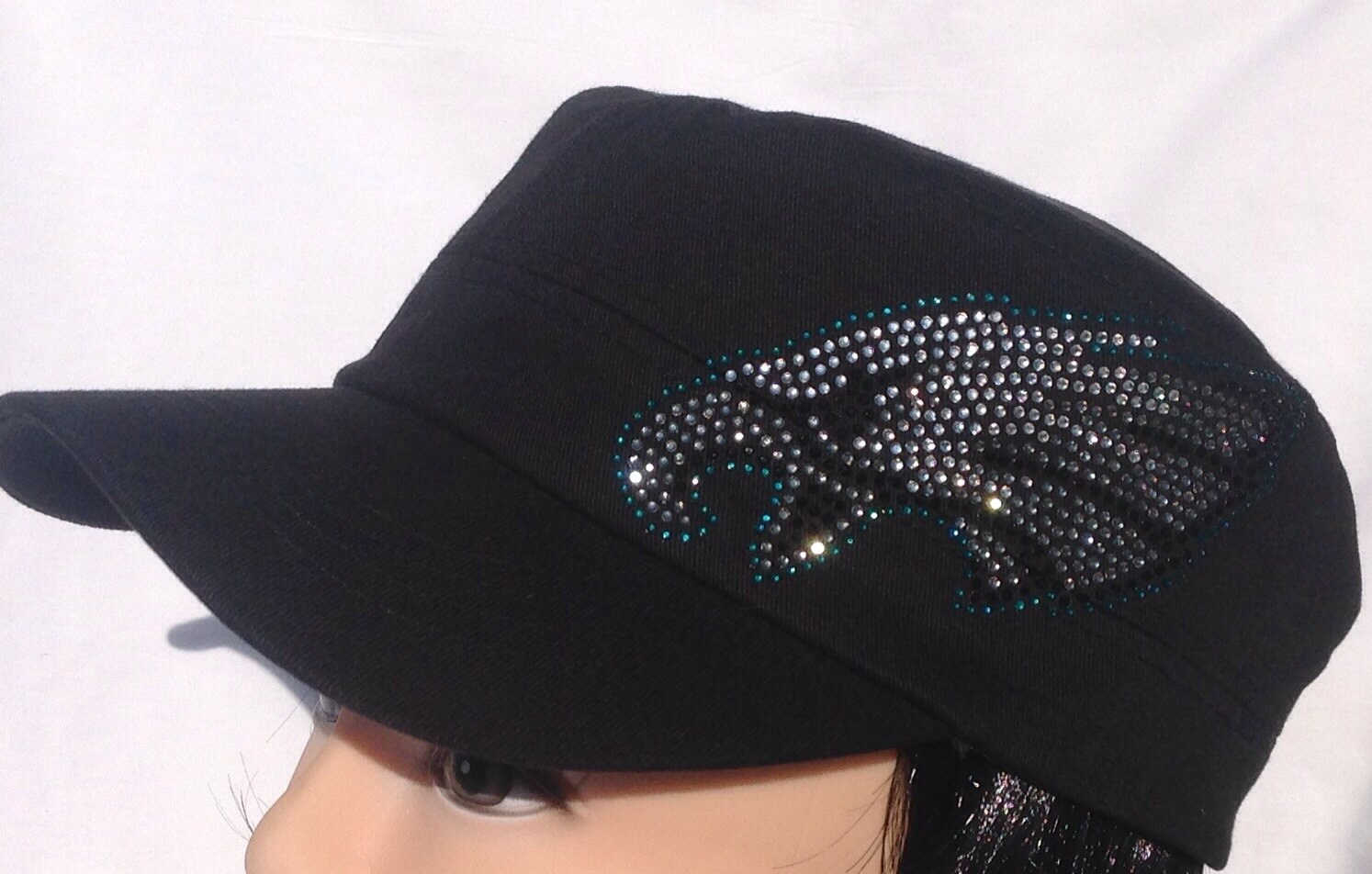 Rhinestone Philadelphia Eagles Military Hat Cap by MsBlingHats