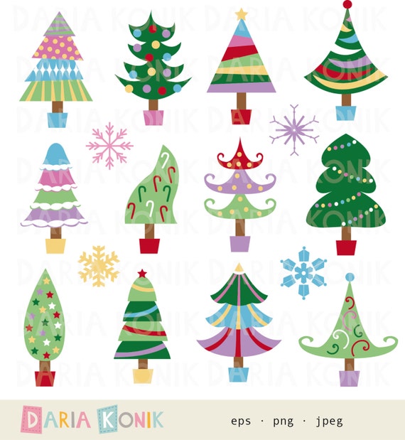 Christmas Tree Clip Art Set-christmas tree clipart holiday