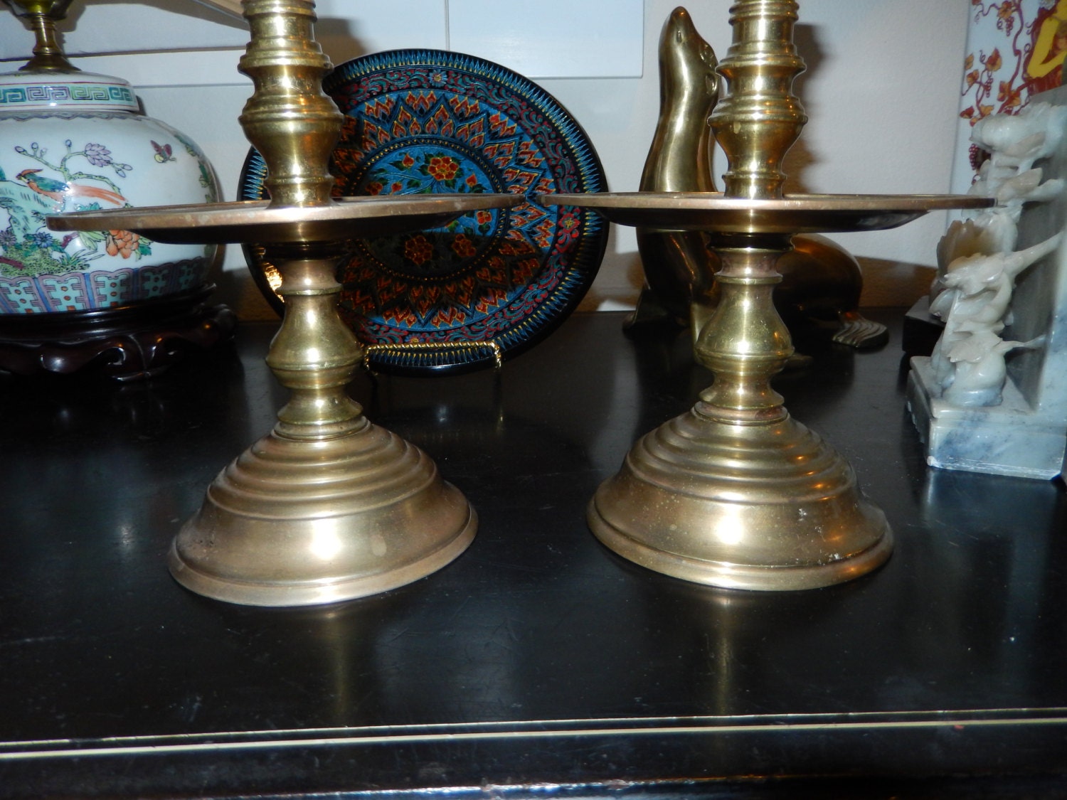 CHINESE CANDLE HOLDERS Signed