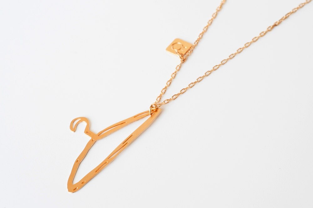 Gold Hanger Necklace 10 OFF SALE by Sketchadesign on Etsy
