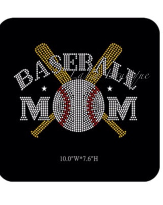 Baseball Mom Iron on Rhinestone Hot fix bling by LaLaBoutiqueBling