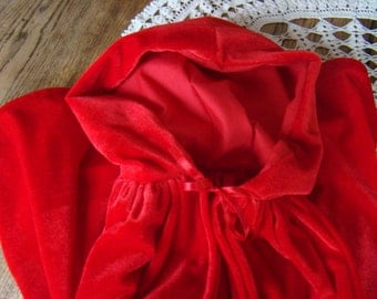 Velvet Little Red Riding Hood Cape - dress up costume - smaller size for 2-3 years