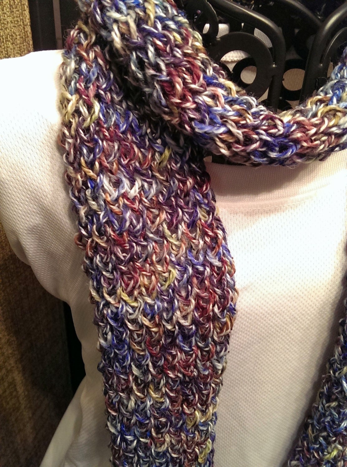 Plum Fantasy Lightweight Scarf with Handdyed Specialty Yarn