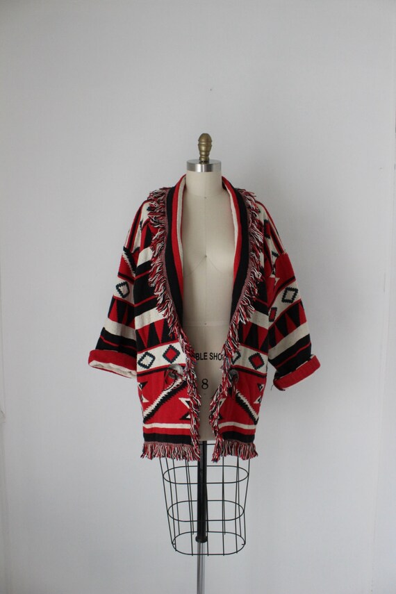 Vintage Navajo Blanket Jacket red black white bold geometric