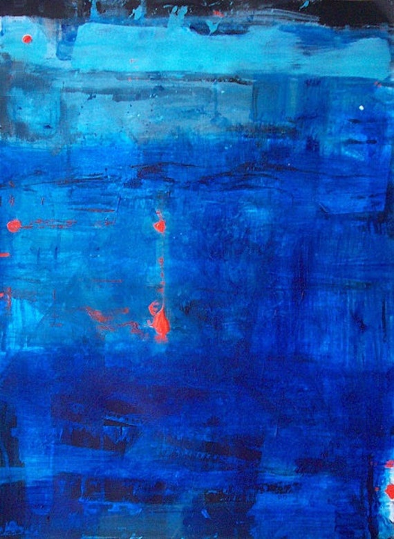 Abstract painting modern blue color field painting by ElstonART