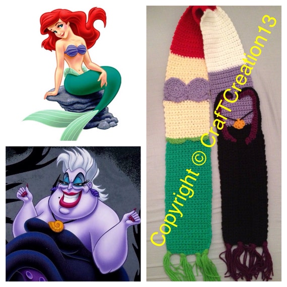 Little Mermaid Ariel & Ursula inspired Scarf