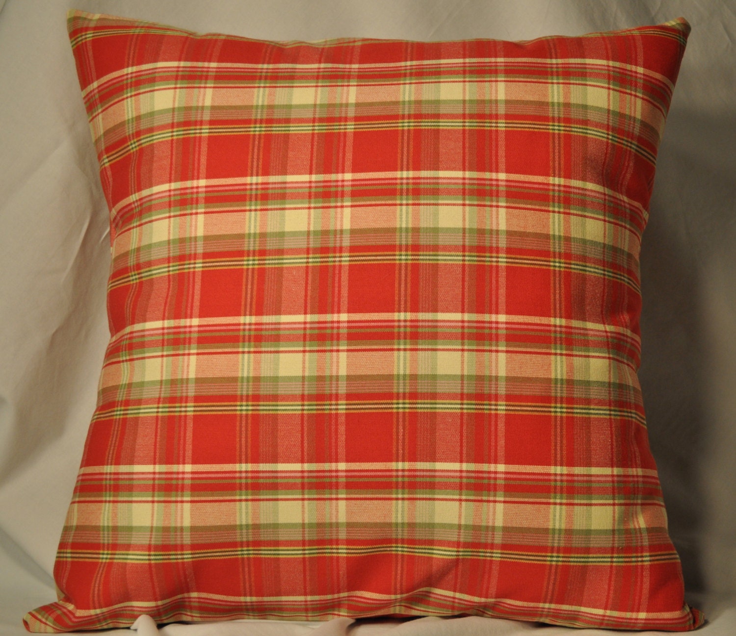12x12 Decorative Throw Pillow Cover Red and Green Plaid Home