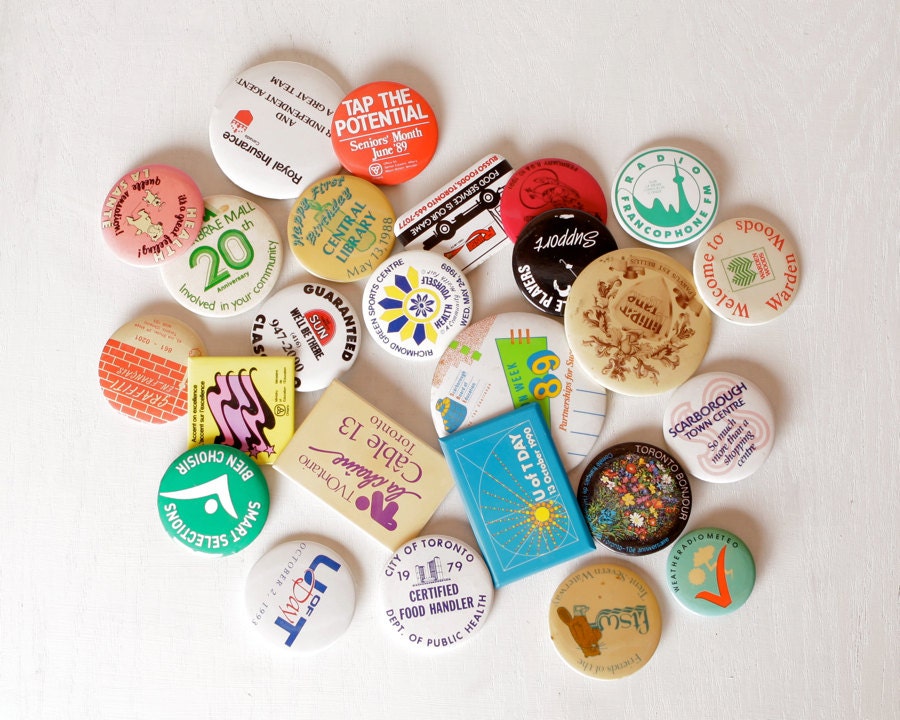 Vintage Pin Lot Canadian Pinback Buttons By Lobsterbisquevintage