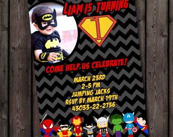 Super hero invitation, batman invitation, free customized wording included