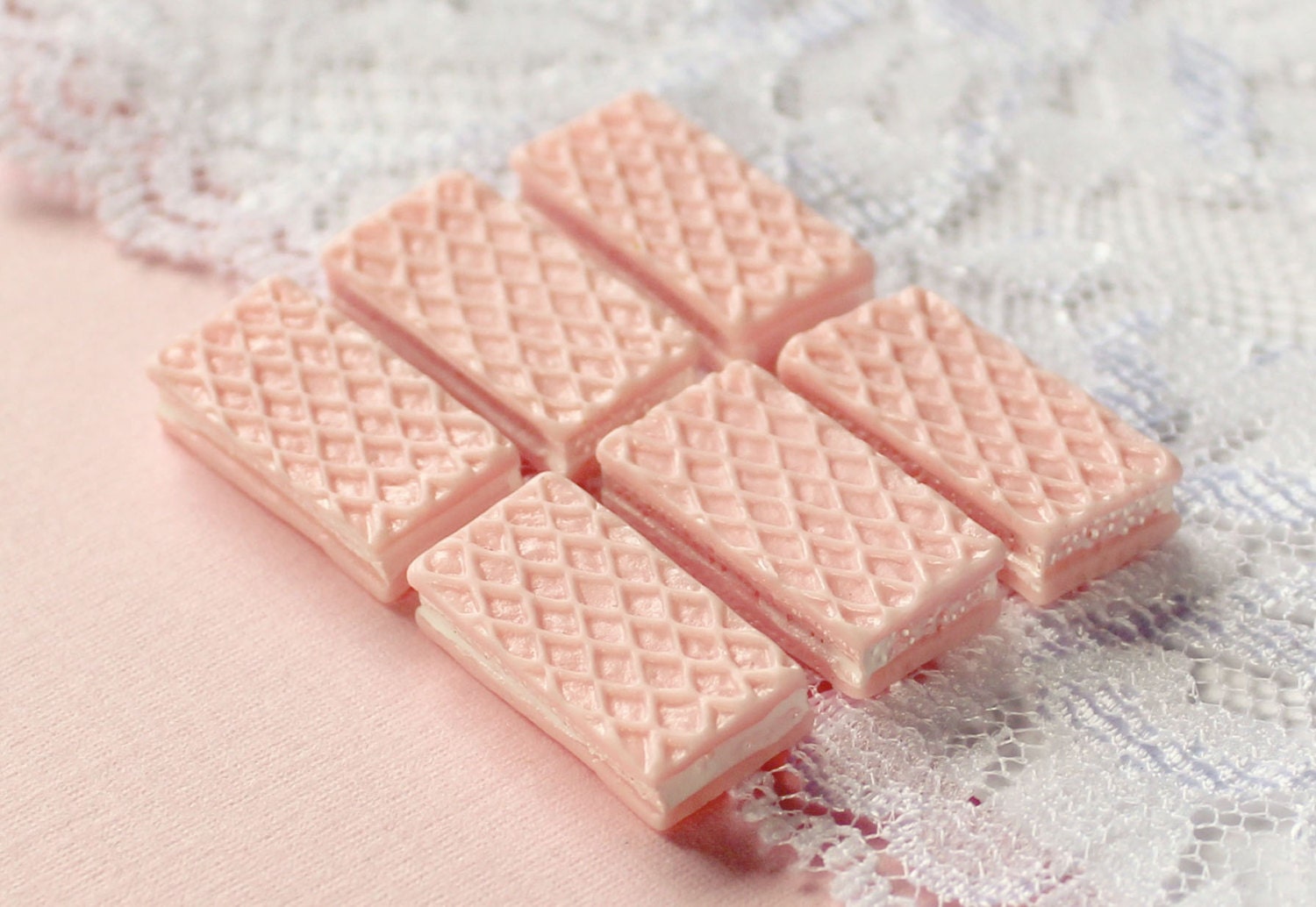 6 Pcs 3D Strawberry Sugar Wafer Cookies 20x10mm