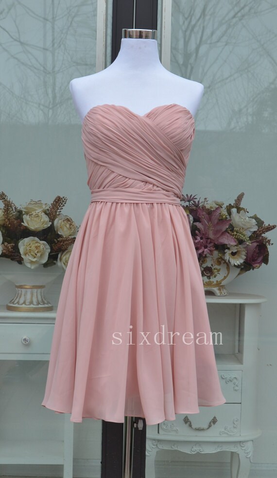 Short A-line Blush pink Chiffon Bridesmaid Dress