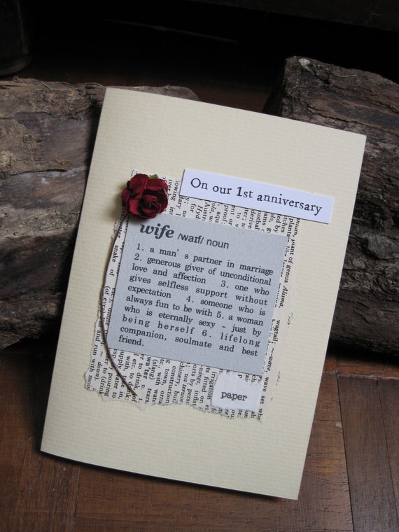 1st Anniversary Card Wife Definition First Wedding Anniversary